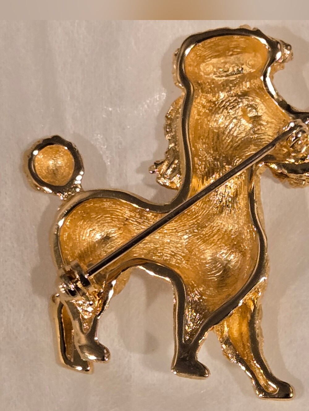 #137 - Christian Dior Pin Brooch Toy Poodle Dog Motif Rhinestone Gold - Picture 8 of 10